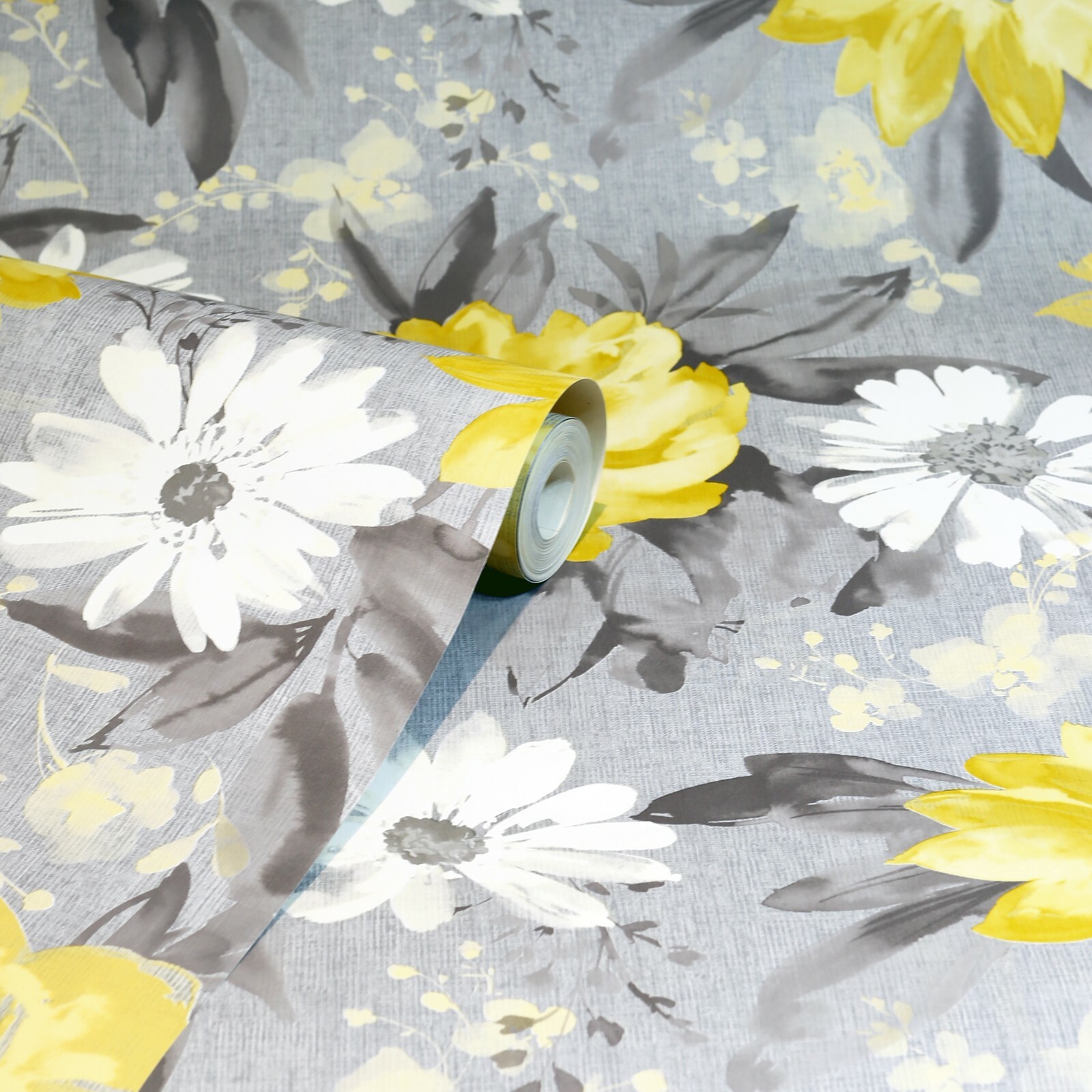 Arthouse Ochre Grey and Yellow Flower Painted Dahlia Floral Wallpaper 676208 eBay