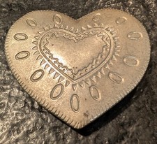 Silver Heart Shaped Metal Belt Buckle, 2 1/2" x 3", Fits 1 1/4" Belt Width