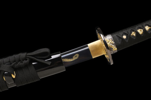 Dragon All Black Blade Japanese Samurai Katana Sword 1095 Carbon Steel Sharp - Picture 13 of 16