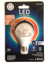 GE LED 40 WATT SOFT WHITE LIGHT BULB 3OO LUMENS