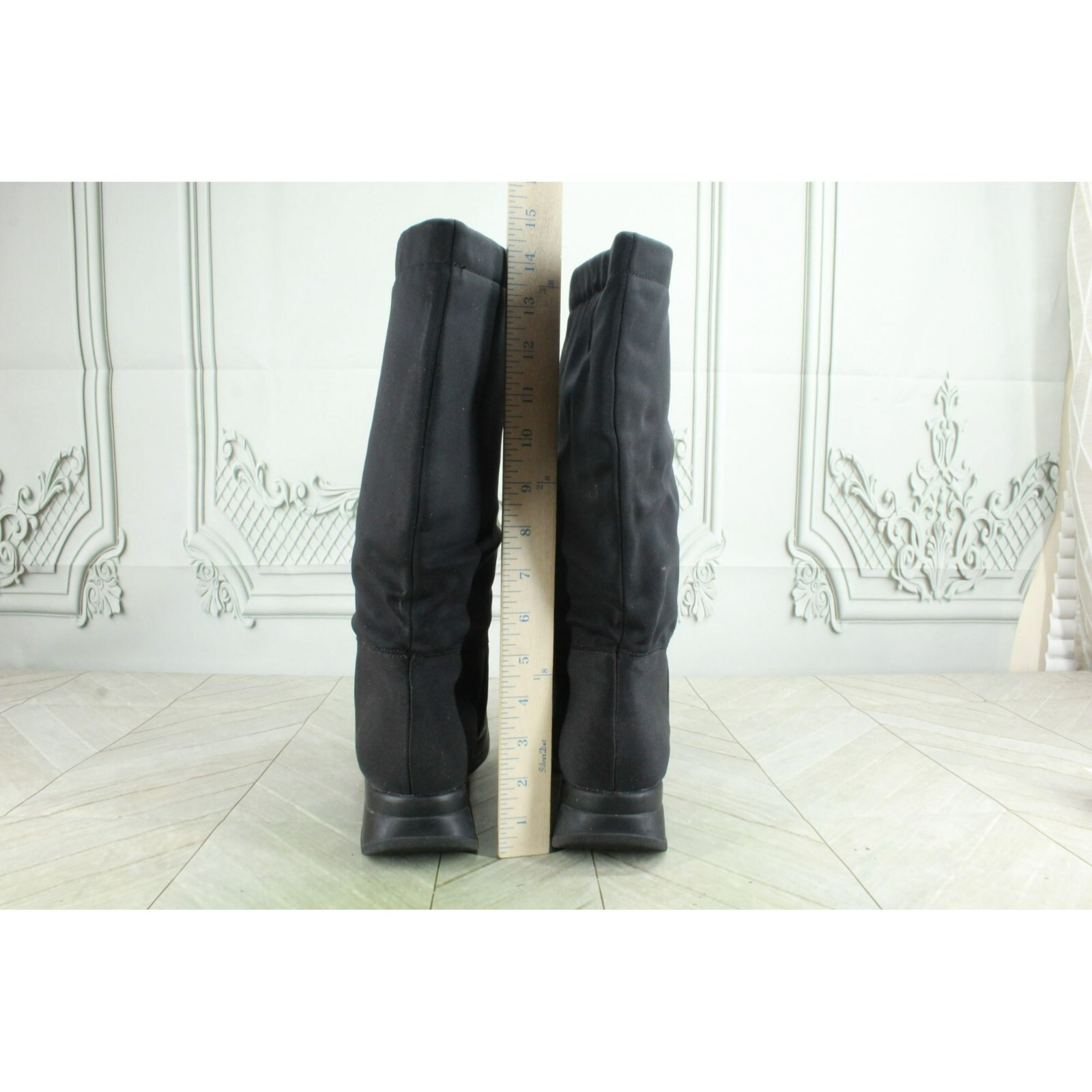 SAOLA Stivali alti donna LL Bean neri nylon punta tonda suola grossa misura 7 5 M