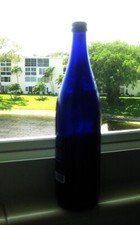 Saratoga Sparkling Spring Water 28oz Cobalt Blue glass Bottle empty 11 1/2"