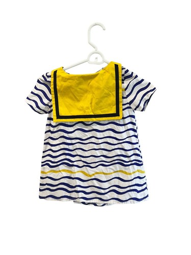 GIRL'S SONIA RYKIEL PARIS WHITE BLUE STRIPE SAILOR NAUTICAL DRESS SZ 4 - Picture 6 of 7