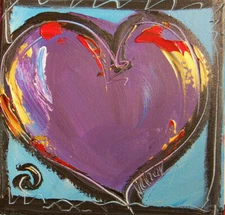Purple HEART Original Oil Painting by Artist Mark Kazav. Studio Direct Art SRTH