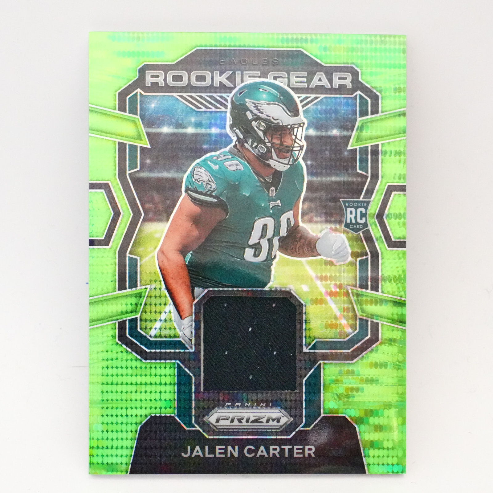 2023 Prizm Football Jalen Carter Neon Green Pulsar Rookie Gear #RG-JC