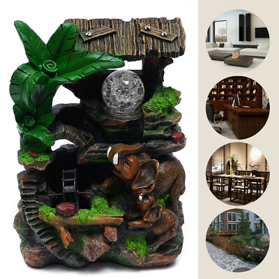 Resin Rockery Fengshui Waterfall Decoration TableTop Indoor Water Fountain Light