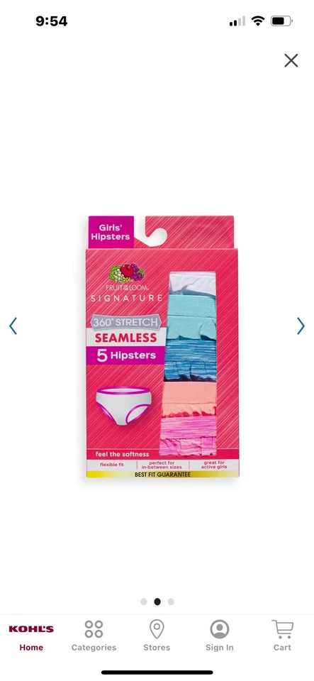 Hipster de niñas sin costuras de Fruit of the Loom Signature Foto 2 de 3