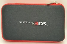 NINTENDO 3DS ZIP UP TRAVEL CASE CARRYING BLACK RED *NEW*