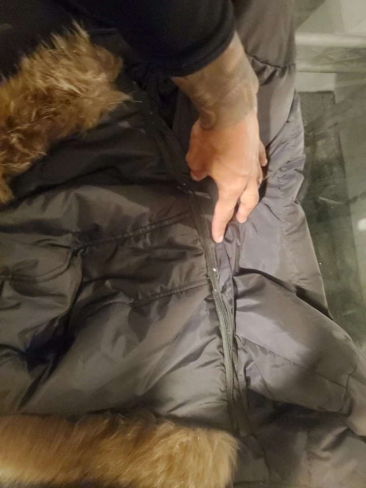 AK ANNE KLEIN Full Zip Faux Fur Hood Lining Jacket Puffer Long Sleeve size xl Foto 3 de 4