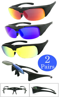 Two pair sunglasses  Amazon.com: 2 Pair Polarized Fit Over Oval Rectangular  main image 2