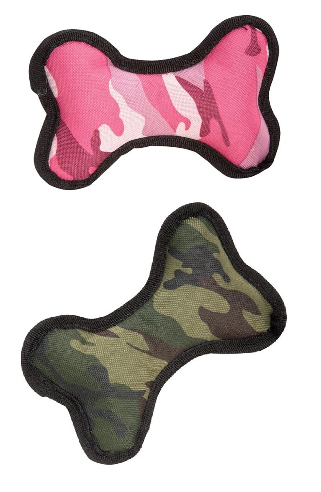 Dog Toy 10 3/4 Inch Bones Tough Float Squeak Camouflage Pink Green or Set