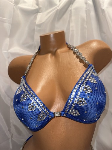 NPC COMPETITION BIKINI SUIT ROYAL BLUE HOLOGRAM 34D CUP SMALL - Picture 3 of 8