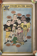1982 Pittsburgh Press Newspaper Comic STEELERS All-Time Greats Poster ART ROONEY