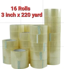 Packing Tape 16 Rolls 3 in 220 Yards 2 Mil (660 ft) Clear Carton Sealing Tapes