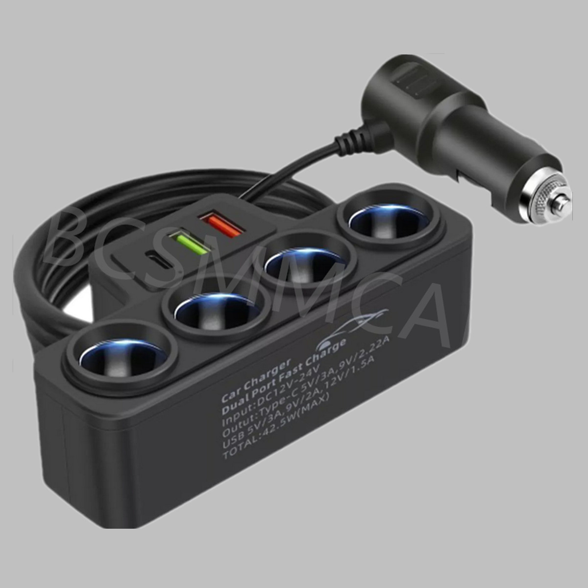 Dual USB PD Car Cigarette Lighter Socket 12V 24V Charger Power Adapter Outlet