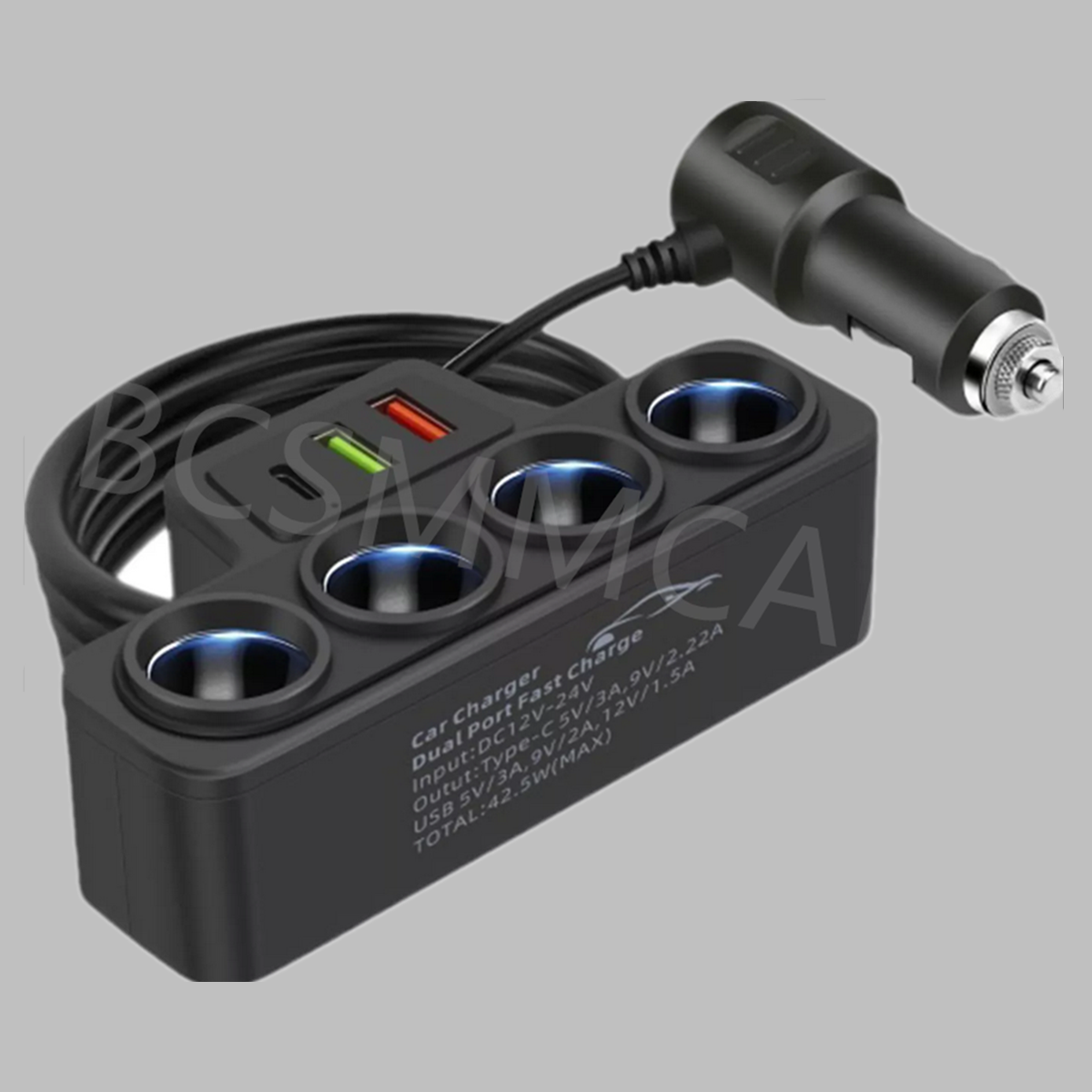 Dual USB PD Car Cigarette Lighter Socket 12V 24V Charger Power Adapter Outlet