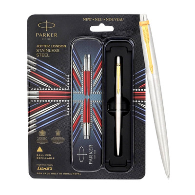 Parker Jotter London Edelstahl-Kugelschreiber mit Goldrand