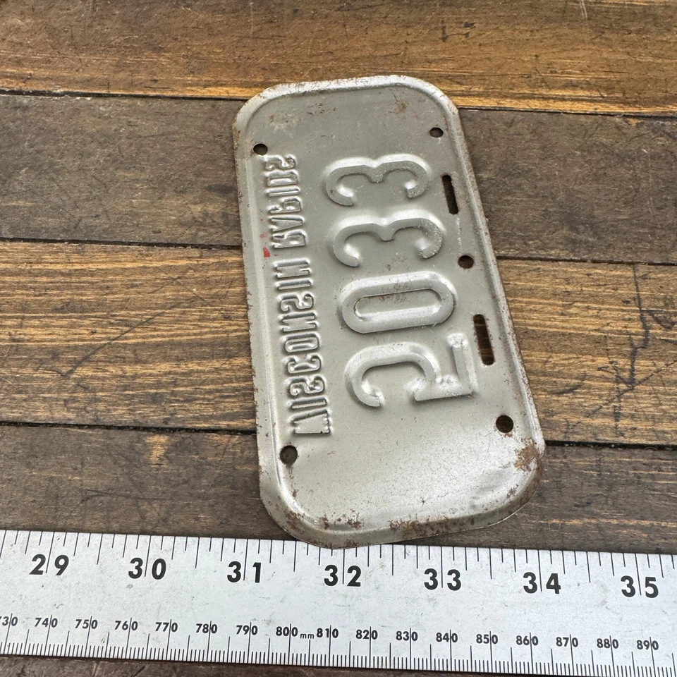 Винтажный Велосипедный Номерной знак Wisconsin Rapids Wi Белая Красная Рельсовая Трасса Без Даты - Изображение 3 из 4