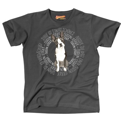 T-Shirt CIRCLE BOSTON TERRIER Watercolor by Siviwonder Unisex Hund Hundemotiv