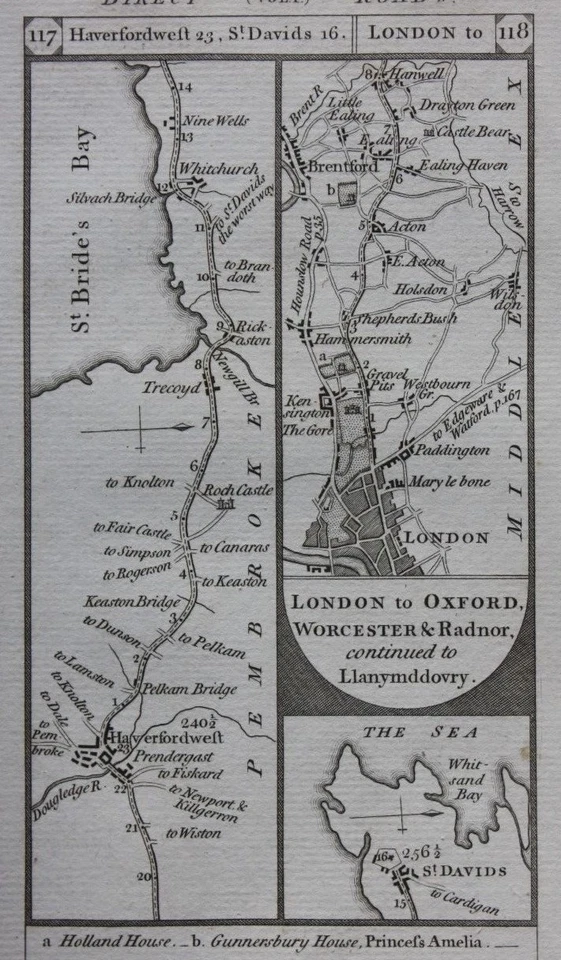 Original antique road map, PEMBROKE, MIDDLESEX, BUCKINGHAMSHIRE, Paterson, 1785 - Image 2 of 4