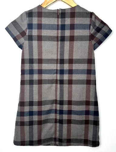 Zara Girls Soft Collection Dress Short Sleeve Lined Back Zip Gray Plaid Size 7/8 - Picture 2 of 11