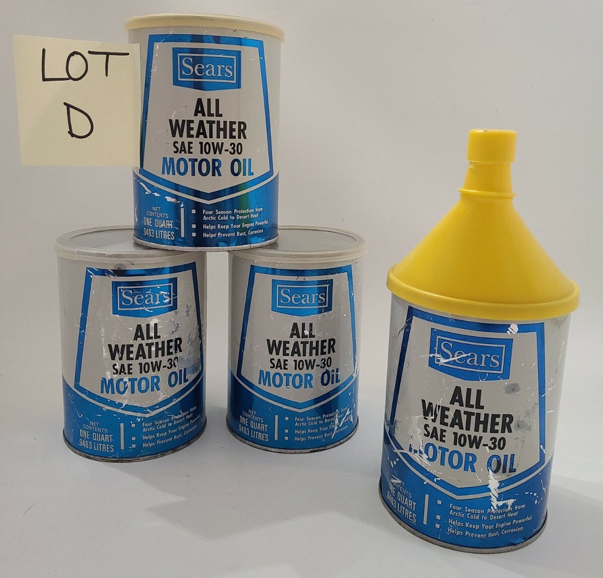 Sears All Weather SAE 10W-30 Motor Oil Can 1 qt. Vintage Quart