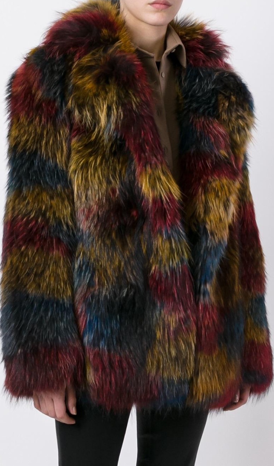 ALTRA Cappotto di pelliccia procione oversize nuovo con etichette multicolore taglia XS