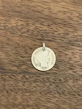 Barber Morgan DIME 90% SILVER Coin Jewelry PENDANT CHARM-Vintage-Random Date!