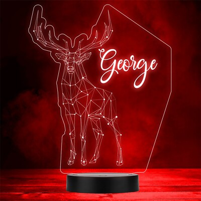 3D-Stil geometrisches Rentier personalisiert Geschenk Farbwechsel LED Lampe Nachtlicht