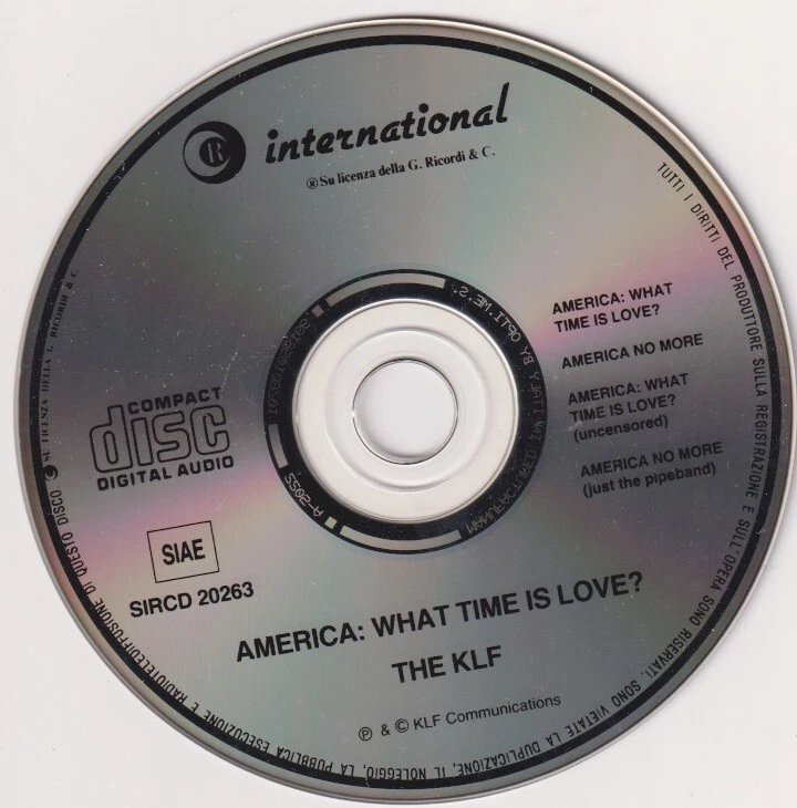 The KLF – America: What Time Is Love? - Italy Import 4 Track CD 1992 SIRCD 20263 - Bild 2 von 3