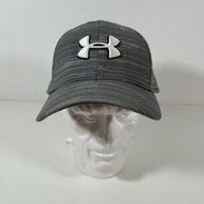 Under Armour Grey  White Embroidered Fitted Youth Hat S/M UA Pro Fit--EXC COND