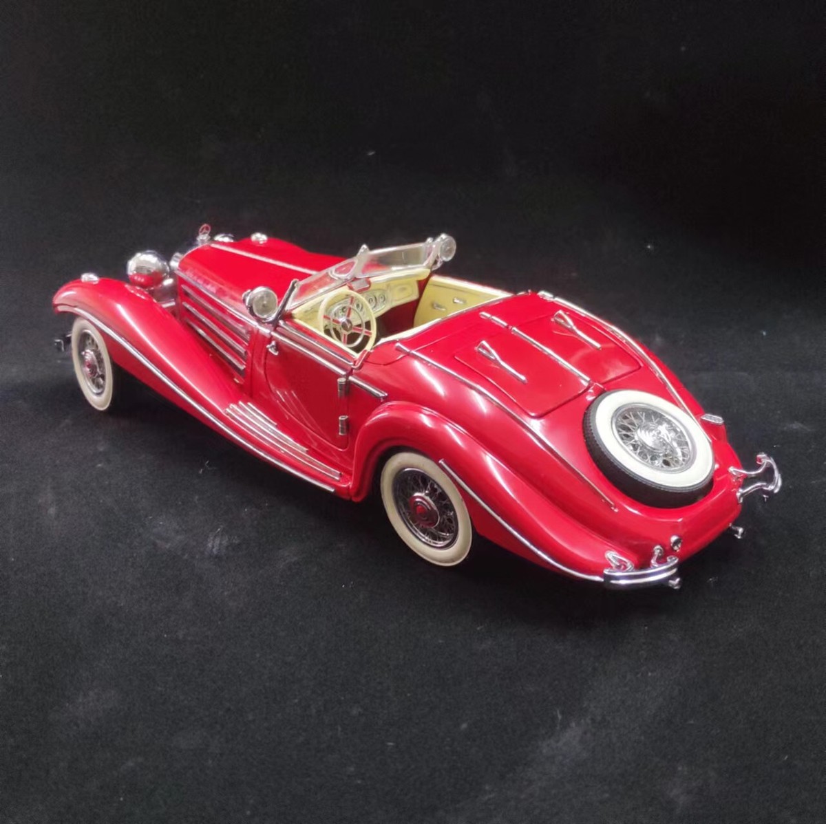 Voiture Miniature CMC Mercedes 540 K Cabriolet Rouge/noir 1/24 - Édition Vintage Rare + Boîte Vitrine