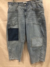 NWOT JESSICA SIMPSON ZINNIA WIDE LEG BOYFRIEND DISTRESS BLUE JEANS  16