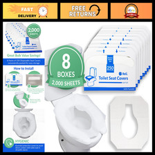 Flushable Toilet Seat Covers - 2000 Pcs 8 Packs of 250 Disposable Hygiene Prot