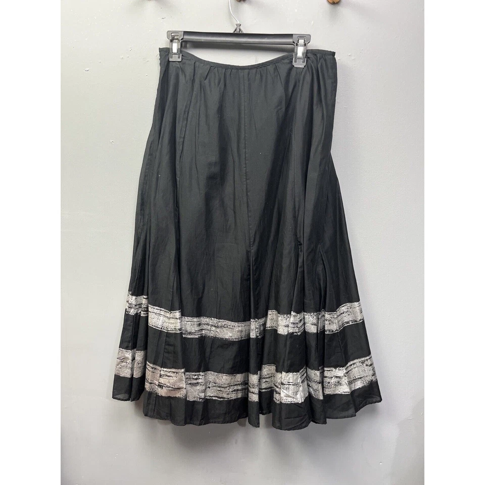 Calvin Klein Falda Midi Completa Forrada en Algodón Negra Plateada Mujer Talla 8 Bohemia Foto 2 de 4
