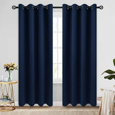 COSVIYA Grommet Blackout Room Darkening Navy Blue Curtains 84 Inch Length 2 Pane