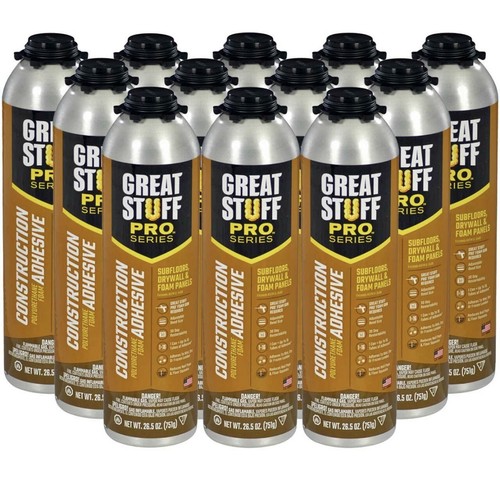 Great Stuff Pro Construction Adhesive, 26.5 oz Gun Foam, Case of 12