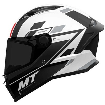 MT STINGER 2 ZIVZE A2 GLOSS BLACK WHITE ECE 22.06 MOTORRAD INTEGRALHELM