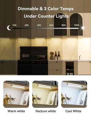 Under Cabinet Motion Sensor Light 8 Inch Rechargeable 3 Color LED Indoor