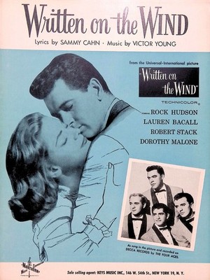 Written On The Wind Sheet Music Rock Hudson Lauren Bacall 1956 Film Four Aces