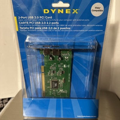 Dynex Model DX-2P2C 2-Port USB 2.0 PCI Card New 