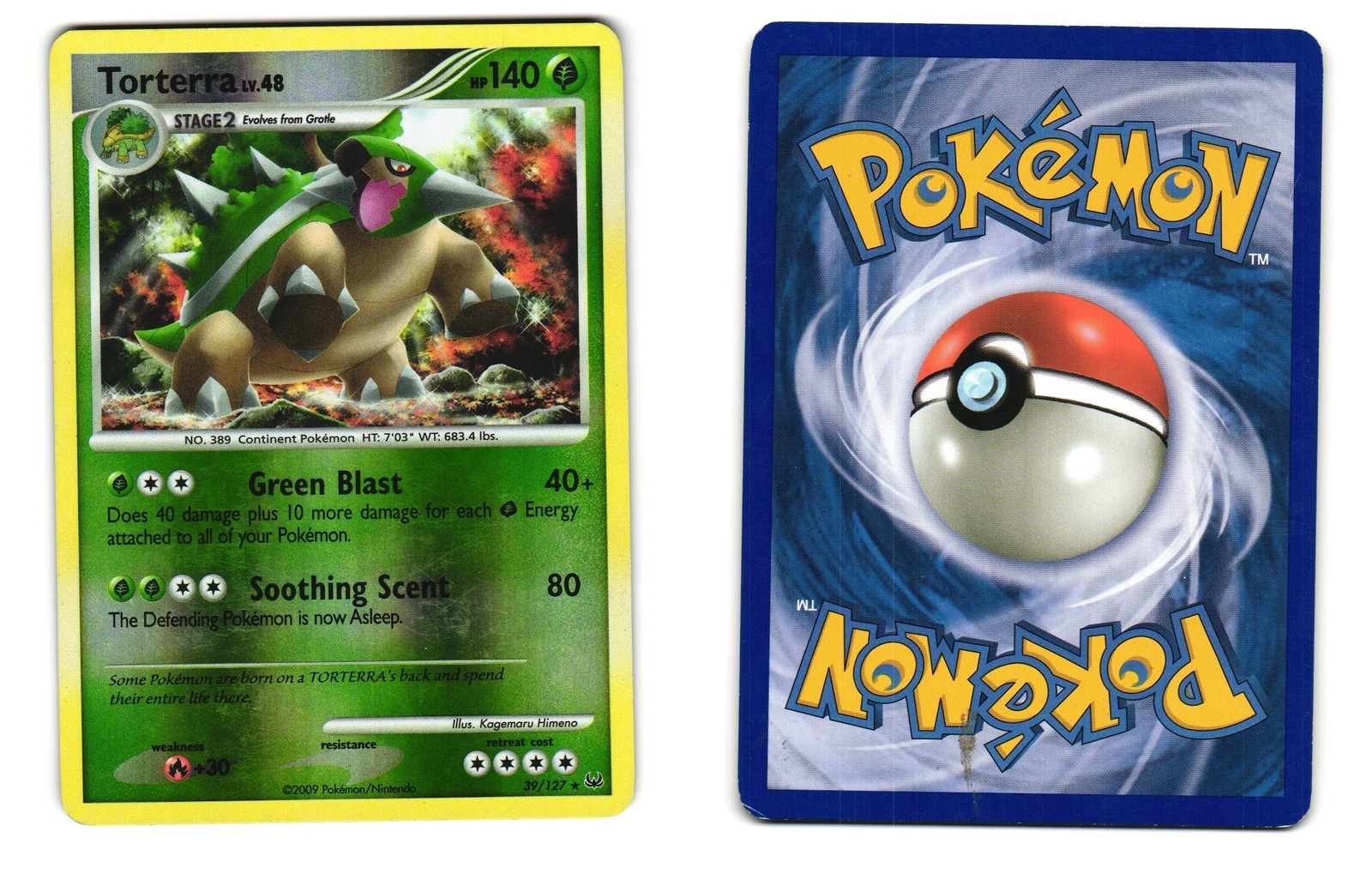 TORTERRA 39/127 RARE PLATINUM POKEMON REVERSE HOLO LP 2009