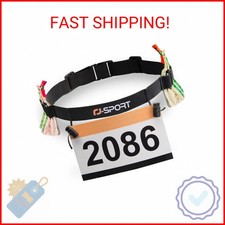 RJ-Sport Race Number Belt - Triathlon Race Belt BIB Holder with 6 Energy Gel Loo