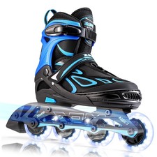 Inline Skates Boys Adjustable Flashing All Wheels Light Up Azure 2PM-6006 SPORTS