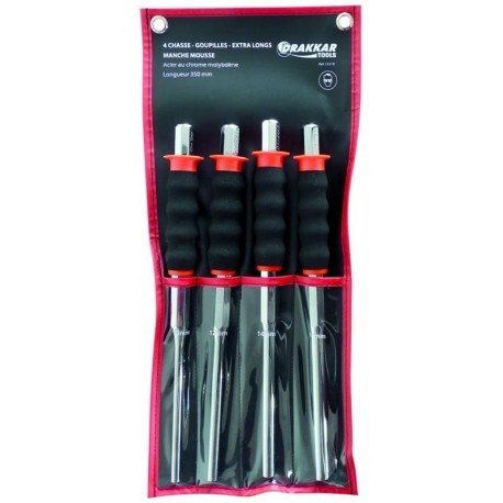 Chasse-goupilles longue portée 350mm avec manche mousse et pochette de rangement