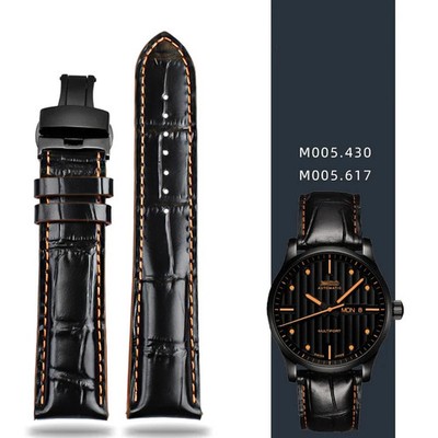 Leather Watch Strap for Mido Helmsman M005 22 23mm Orange Rudder Men Wrist Belt