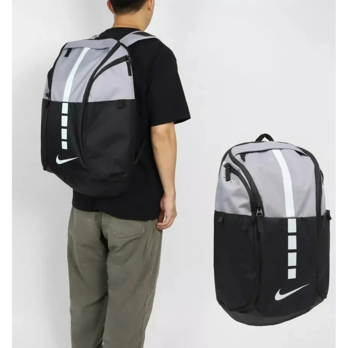 Nike Elite Pro Cement Grey White Black Hoops Backpack Shoe Mens