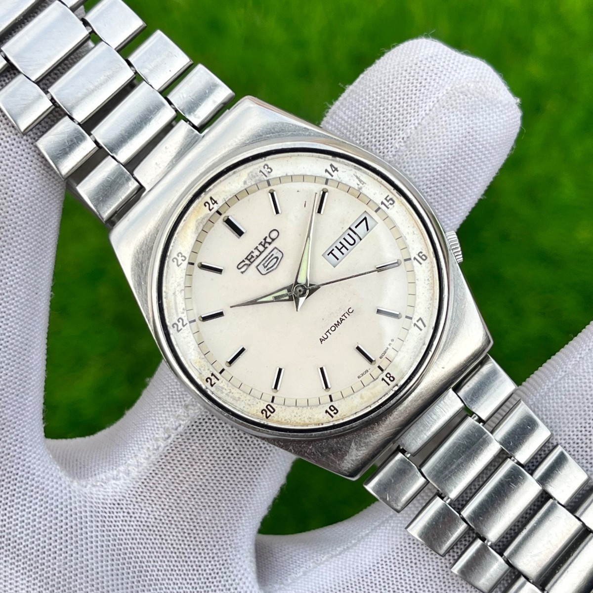 Vintage Seiko 5 Automatic Railway Time Day/Date Japan Made Men's
