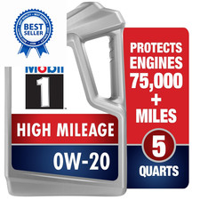 Mobil 1 High Mileage Full Synthetic Motor Oil 0W-20, 5 Quart 5 Quart, Gray 28.11 per gallon