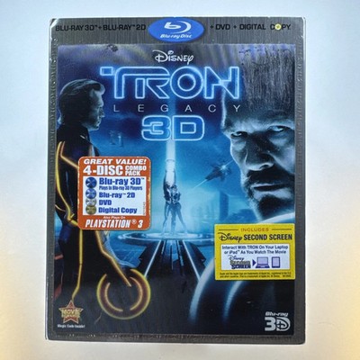 TRON: Legacy 3D 4-Disc Combo Blu-ray 3D + Blu-ray + DVD Disney Sci Fi Action